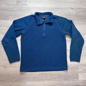 The North Face Ribbed Mens Large Sweatshirt Blue Pullover Fleece 1/4 Zip